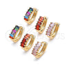 Argolla Huggie 02.210.0656.12 Oro Laminado, Diseño de Baguette, con Granate Zirconia Cubica, Pulido, Tono Dorado