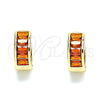 Argolla Huggie 02.210.0657.15 Oro Laminado, Diseño de Baguette, con Granate Zirconia Cubica, Pulido, Tono Dorado