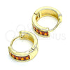 Argolla Huggie 02.210.0657.15 Oro Laminado, Diseño de Baguette, con Granate Zirconia Cubica, Pulido, Tono Dorado