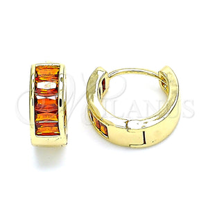Argolla Huggie 02.210.0657.15 Oro Laminado, Diseño de Baguette, con Granate Zirconia Cubica, Pulido, Tono Dorado