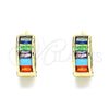 Argolla Huggie 02.210.0657.1.15 Oro Laminado, Diseño de Baguette, con Multicolor Zirconia Cubica, Pulido, Tono Dorado