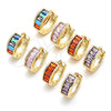 Argolla Huggie 02.210.0657.1.15 Oro Laminado, Diseño de Baguette, con Multicolor Zirconia Cubica, Pulido, Tono Dorado