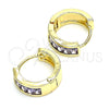 Argolla Huggie 02.210.0657.3.15 Oro Laminado, Diseño de Baguette, con Amatista Zirconia Cubica, Pulido, Tono Dorado