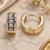 Argolla Huggie 02.210.0657.3.15 Oro Laminado, Diseño de Baguette, con Zirconia Cubica Amatista, Pulido, Tono Dorado