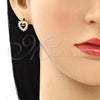 Argolla Huggie 02.210.0658.1.12 Oro Laminado, Diseño de Corazón, con Rosado Zirconia Cubica, Pulido, Tono Dorado