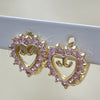 Argolla Huggie 02.210.0658.1.12 Oro Laminado, Diseño de Corazón, con Rosado Zirconia Cubica, Pulido, Tono Dorado