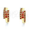 Argolla Huggie 02.210.0661.1.15 Oro Laminado, con Granate Zirconia Cubica, Pulido, Tono Dorado