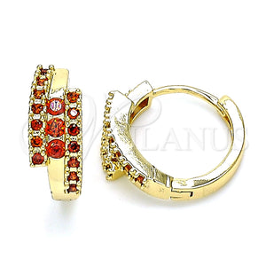 Argolla Huggie 02.210.0661.1.15 Oro Laminado, con Granate Zirconia Cubica, Pulido, Tono Dorado