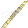 Pulsera Elegante 03.283.0056.07 Oro Laminado, Diseño de Llave Griega, con Micro Pave Blanca, Pulido, Tono Dorado (Grosor 07 MM, 7 Pulgadas de Largo)