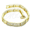 Pulsera Elegante 03.283.0056.07 Oro Laminado, Diseño de Llave Griega, con Micro Pave Blanca, Pulido, Tono Dorado (Grosor 07 MM, 7 Pulgadas de Largo)