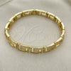 Pulsera Elegante 03.283.0056.07 Oro Laminado, Diseño de Llave Griega, con Micro Pave Blanca, Pulido, Tono Dorado (Grosor 07 MM, 7 Pulgadas de Largo)