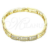 Pulsera Elegante 03.283.0056.07 Oro Laminado, Diseño de Llave Griega, con Micro Pave Blanca, Pulido, Tono Dorado (Grosor 07 MM, 7 Pulgadas de Largo)