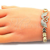 Pulsera Elegante 03.283.0060.07 Oro Laminado, Diseño de Cisne y Corazón, con Blanca Micro Pave, Pulido, Tono Dorado (07 MM Thickness, 7 Inches Length)