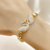 Pulsera Elegante 03.283.0060.07 Oro Laminado, Diseño de Cisne y Corazón, con Blanca Micro Pave, Pulido, Tono Dorado (07 MM Thickness, 7 Inches Length)