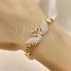 Pulsera Elegante 03.283.0060.07 Oro Laminado, Diseño de Cisne y Corazón, con Blanca Micro Pave, Pulido, Tono Dorado (07 MM Thickness, 7 Inches Length)
