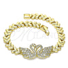 Pulsera Elegante 03.283.0060.07 Oro Laminado, Diseño de Cisne y Corazón, con Blanca Micro Pave, Pulido, Tono Dorado (07 MM Thickness, 7 Inches Length)