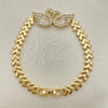Pulsera Elegante 03.283.0060.07 Oro Laminado, Diseño de Cisne y Corazón, con Blanca Micro Pave, Pulido, Tono Dorado (07 MM Thickness, 7 Inches Length)