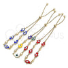 Pulsera Bolo Ajustable 03.213.0142.2.10 Oro Laminado, Diseño de Mano de Dios, Esmaltado Multicolor, Tono Dorado (01 MM Thickness, 10 Inches Length)