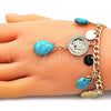 Pulsera de Dije 03.331.0208.08 Oro Laminado, Diseño de Gota, con Turquoise Opal, Pulido, Tono Dorado (05 MM Thickness, 8 Inches Length)