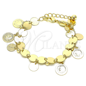 Pulsera de Dije 03.331.0211.08 Oro Laminado, Pulido, Tono Dorado (02 MM Thickness, 8 Inches Length)