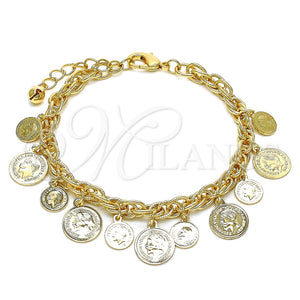 Pulsera de Dije 03.331.0212.08 Oro Laminado, Pulido, Tono Dorado (Grosor 06 MM, 8 Pulgadas de Largo)