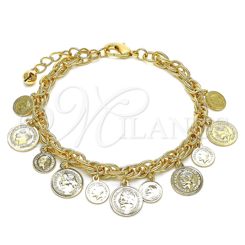 Pulsera de Dije 03.331.0212.08 Oro Laminado, Pulido, Tono Dorado (Grosor 06 MM, 8 Pulgadas de Largo)