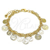 Pulsera de Dije 03.331.0212.08 Oro Laminado, Pulido, Tono Dorado (Grosor 06 MM, 8 Pulgadas de Largo)
