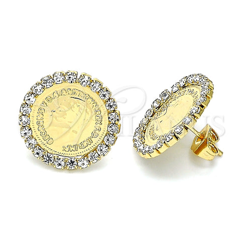 Arete Dormilona 02.331.0054 Oro Laminado, con Blanca Cristal, Pulido, Tono Dorado
