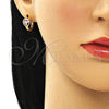 Argolla Huggie 02.213.0354.15 Oro Laminado, Diseño de Corazón y Gota, con Rosado and Lavender Zirconia Cubica, Pulido, Tono Dorado