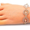 Pulsera Elegante 03.380.0122.07 Oro Laminado, Diseño de Ãrbol, con Blanca Cristal, Pulido, Tres Tonos (05 MM Thickness, 7 Inches Length)