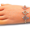 Pulsera Elegante 03.380.0123.07 Oro Laminado, Diseño de Corazón, con Blanca Cristal, Pulido, Tres Tonos (05 MM Thickness, 7 Inches Length)