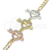 Pulsera Elegante 03.380.0123.07 Oro Laminado, Diseño de Corazón, con Blanca Cristal, Pulido, Tres Tonos (05 MM Thickness, 7 Inches Length)