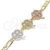 Pulsera Elegante 03.380.0125.07 Oro Laminado, Diseño de Trébol de Cuatro Hojas, con Blanca Cristal, Pulido, Tres Tonos (05 MM Thickness, 7 Inches Length)