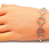 Pulsera Elegante 03.380.0126.08 Oro Laminado, Diseño de Corazón, con Blanca Cristal, Pulido, Tres Tonos (05 MM Thickness, 8 Inches Length)