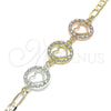 Pulsera Elegante 03.380.0126.08 Oro Laminado, Diseño de Corazón, con Blanca Cristal, Pulido, Tres Tonos (05 MM Thickness, 8 Inches Length)