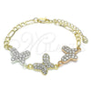 Pulsera Elegante 03.380.0127.07 Oro Laminado, Diseño de Mariposa, con Blanca Cristal, Pulido, Tres Tonos (05 MM Thickness, 7 Inches Length)