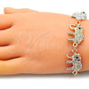 Pulsera Elegante 03.380.0129.07 Oro Laminado, Diseño de Elefante, con Blanca and Negro Cristal, Pulido, Tres Tonos (05 MM Thickness, 7 Inches Length)