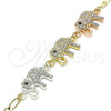 Pulsera Elegante 03.380.0129.07 Oro Laminado, Diseño de Elefante, con Blanca and Negro Cristal, Pulido, Tres Tonos (05 MM Thickness, 7 Inches Length)