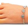 Pulsera Elegante 03.380.0130.07 Oro Laminado, Diseño de Corazón, con Blanca Cristal, Pulido, Tres Tonos (05 MM Thickness, 7 Inches Length)