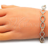 Pulsera Elegante 03.380.0131.07 Oro Laminado, Diseño de Infinito, con Blanca Cristal, Pulido, Tres Tonos (05 MM Thickness, 7 Inches Length)