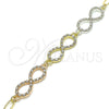 Pulsera Elegante 03.380.0131.07 Oro Laminado, Diseño de Infinito, con Blanca Cristal, Pulido, Tres Tonos (05 MM Thickness, 7 Inches Length)