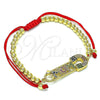 Pulsera Bolo Ajustable 03.341.0149.12 Oro Laminado, Diseño de Mama y Paperclip, con Multicolor Micro Pave, Pulido, Tono Dorado (04 MM Thickness, 12 Inches Length)