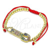 Pulsera Bolo Ajustable 03.341.0149.12 Oro Laminado, Diseño de Mama y Paperclip, con Multicolor Micro Pave, Pulido, Tono Dorado (04 MM Thickness, 12 Inches Length)