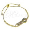 Pulsera Bolo Ajustable 03.341.0150.11 Oro Laminado, Diseño de Mama y Paperclip, con Multicolor Micro Pave, Pulido, Tono Dorado (01 MM Thickness, 11 Inches Length)