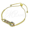 Pulsera Bolo Ajustable 03.341.0150.11 Oro Laminado, Diseño de Mama y Paperclip, con Multicolor Micro Pave, Pulido, Tono Dorado (01 MM Thickness, 11 Inches Length)