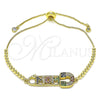 Pulsera Bolo Ajustable 03.341.0150.11 Oro Laminado, Diseño de Mama y Paperclip, con Multicolor Micro Pave, Pulido, Tono Dorado (01 MM Thickness, 11 Inches Length)
