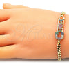 Pulsera Elegante 03.341.0151.08 Oro Laminado, Diseño de Mama y Paperclip, con Multicolor Micro Pave, Pulido, Tono Dorado (04 MM Thickness, 8 Inches Length)