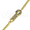 Pulsera Elegante 03.341.0151.08 Oro Laminado, Diseño de Mama y Paperclip, con Multicolor Micro Pave, Pulido, Tono Dorado (04 MM Thickness, 8 Inches Length)
