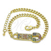 Pulsera Elegante 03.341.0151.08 Oro Laminado, Diseño de Mama y Paperclip, con Multicolor Micro Pave, Pulido, Tono Dorado (04 MM Thickness, 8 Inches Length)