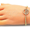 Pulsera Bolo Ajustable 03.341.0152.11 Oro Laminado, Diseño de Bola y Mama, con Blanca Micro Pave and Blanca Zirconia Cubica, Pulido, Tono Dorado (04 MM Thickness, 11 Inches Length)